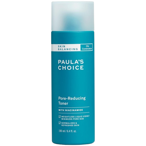"Paula’s Choice Pore-Reducing Toner – a lightweight, skin-balancing toner that minimizes pores and controls excess oil for a refreshed complexion."